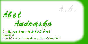 abel andrasko business card