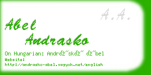 abel andrasko business card